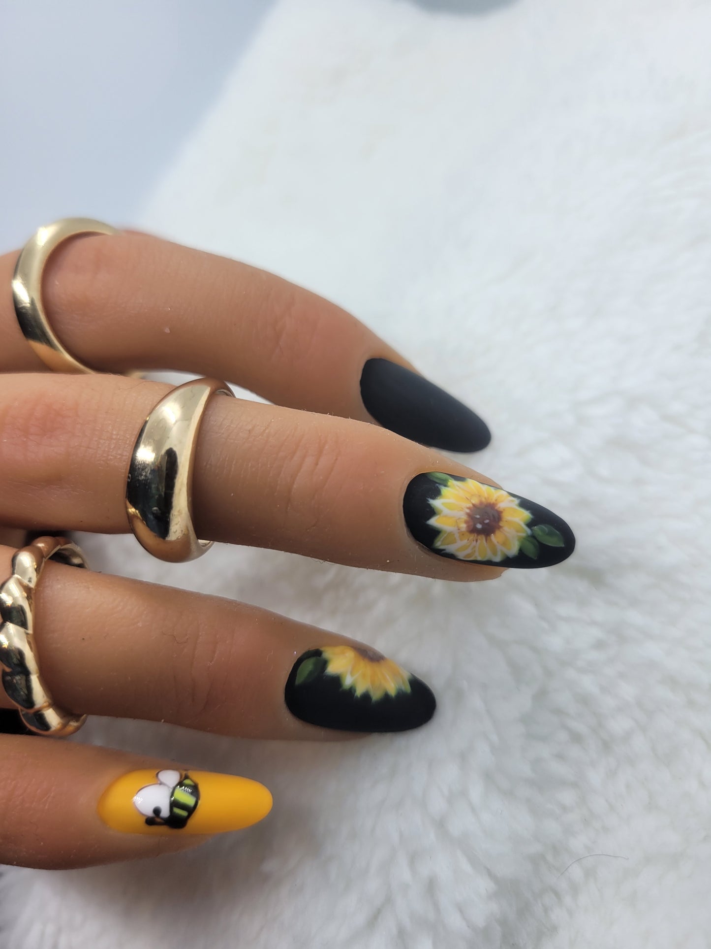 Sunflowers and bee