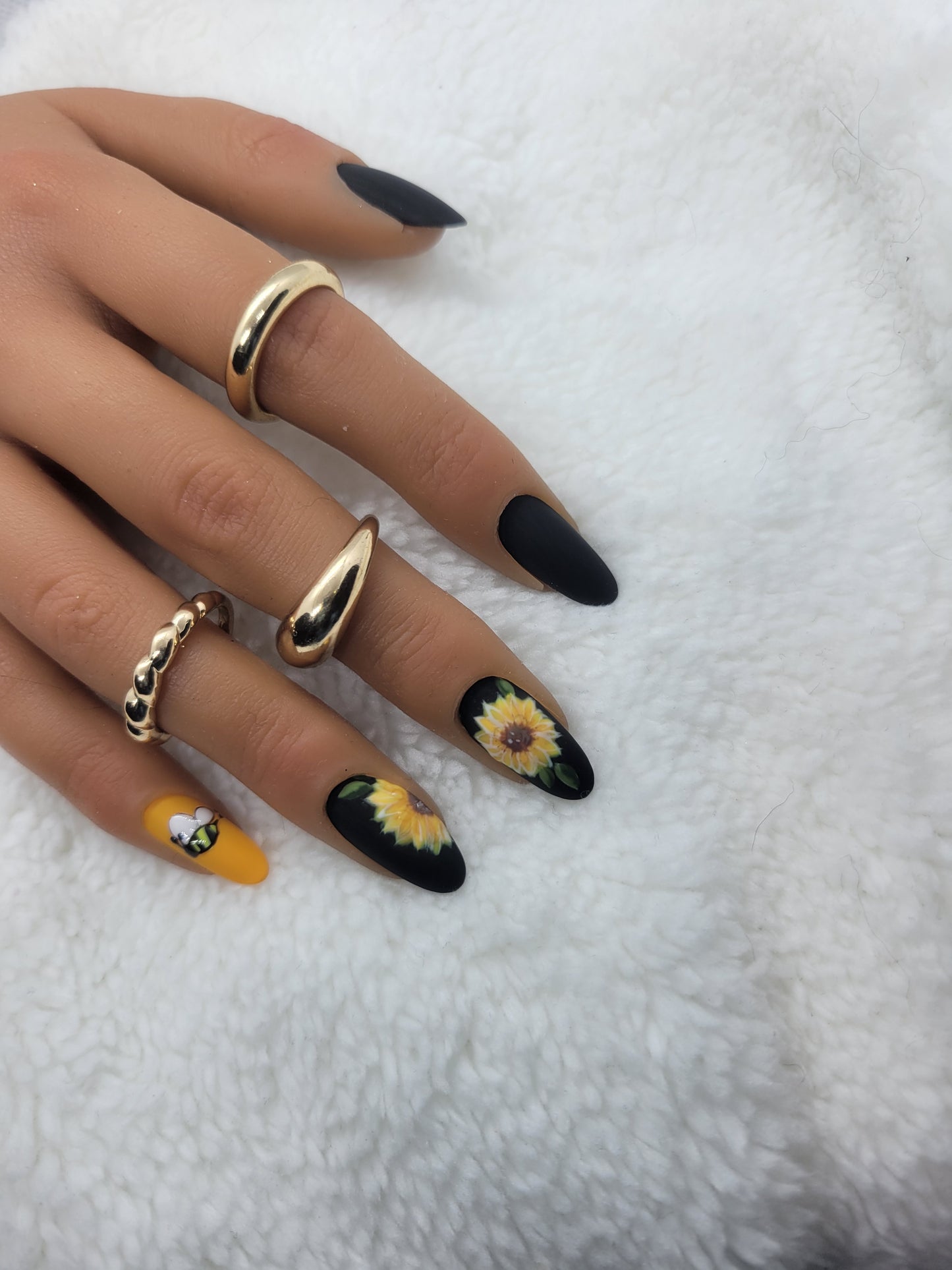 Sunflowers and bee