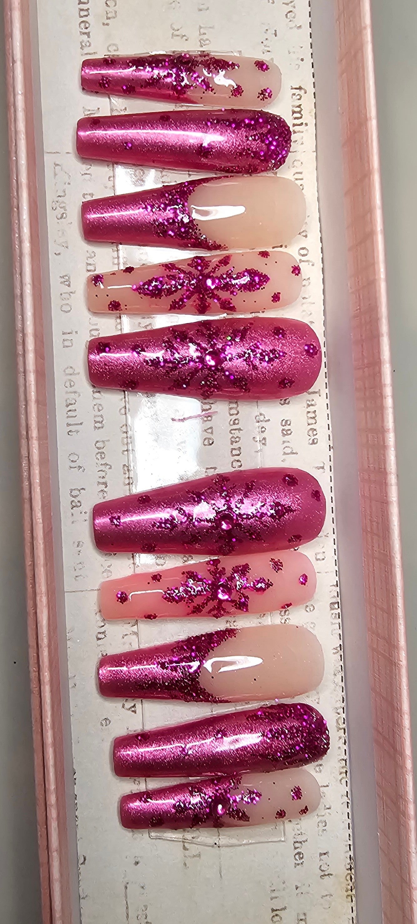 Hot pink snow flakes