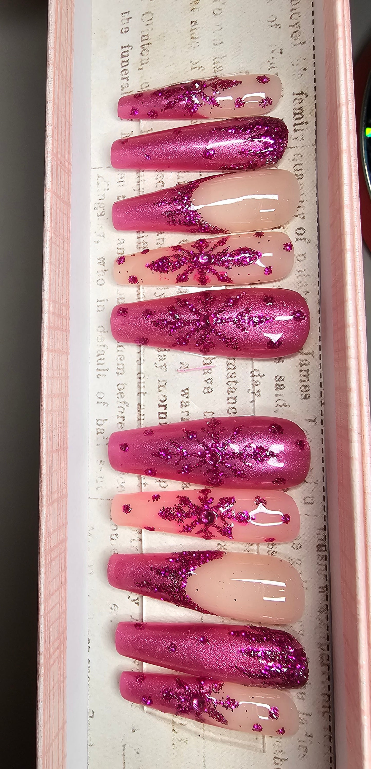 Hot pink snow flakes