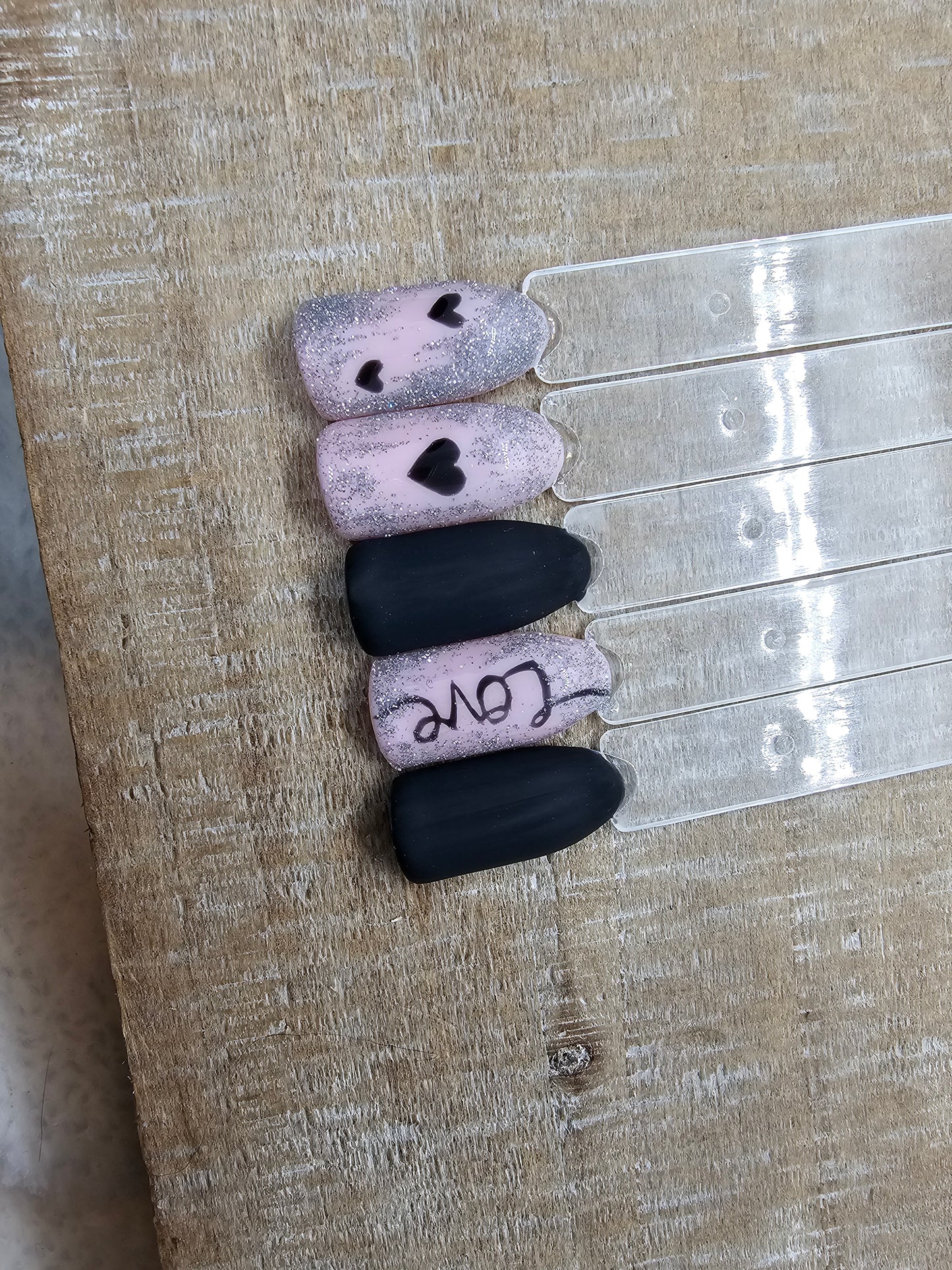 Air Brush Black little Hearts