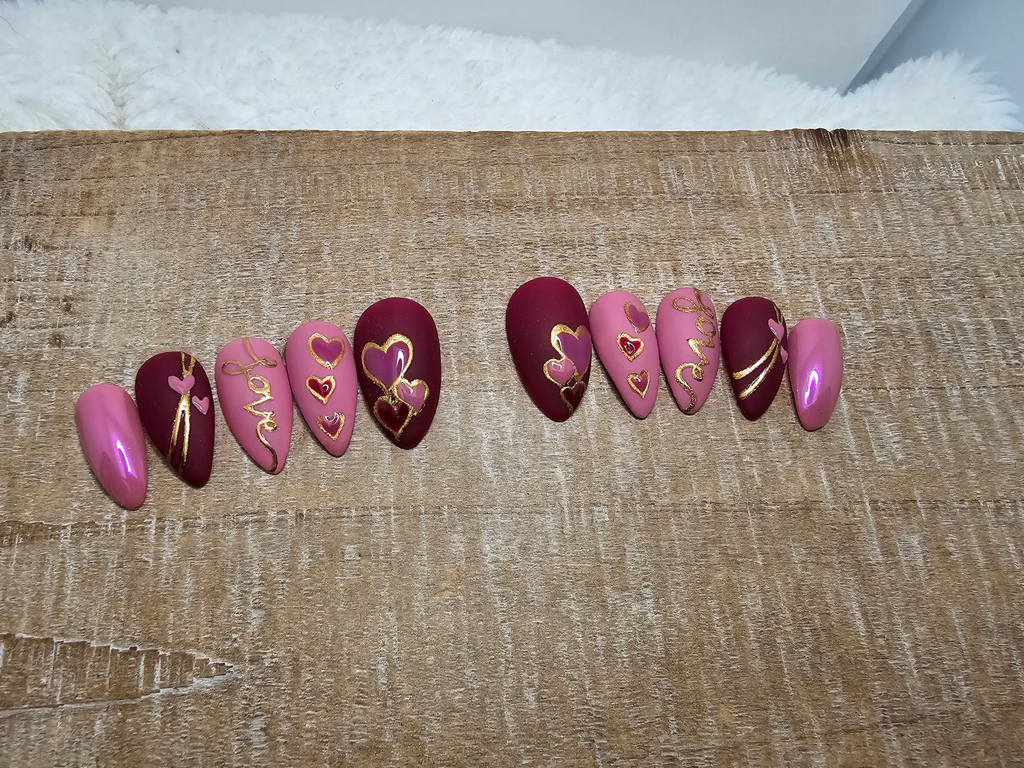 pink and burgundy hearts