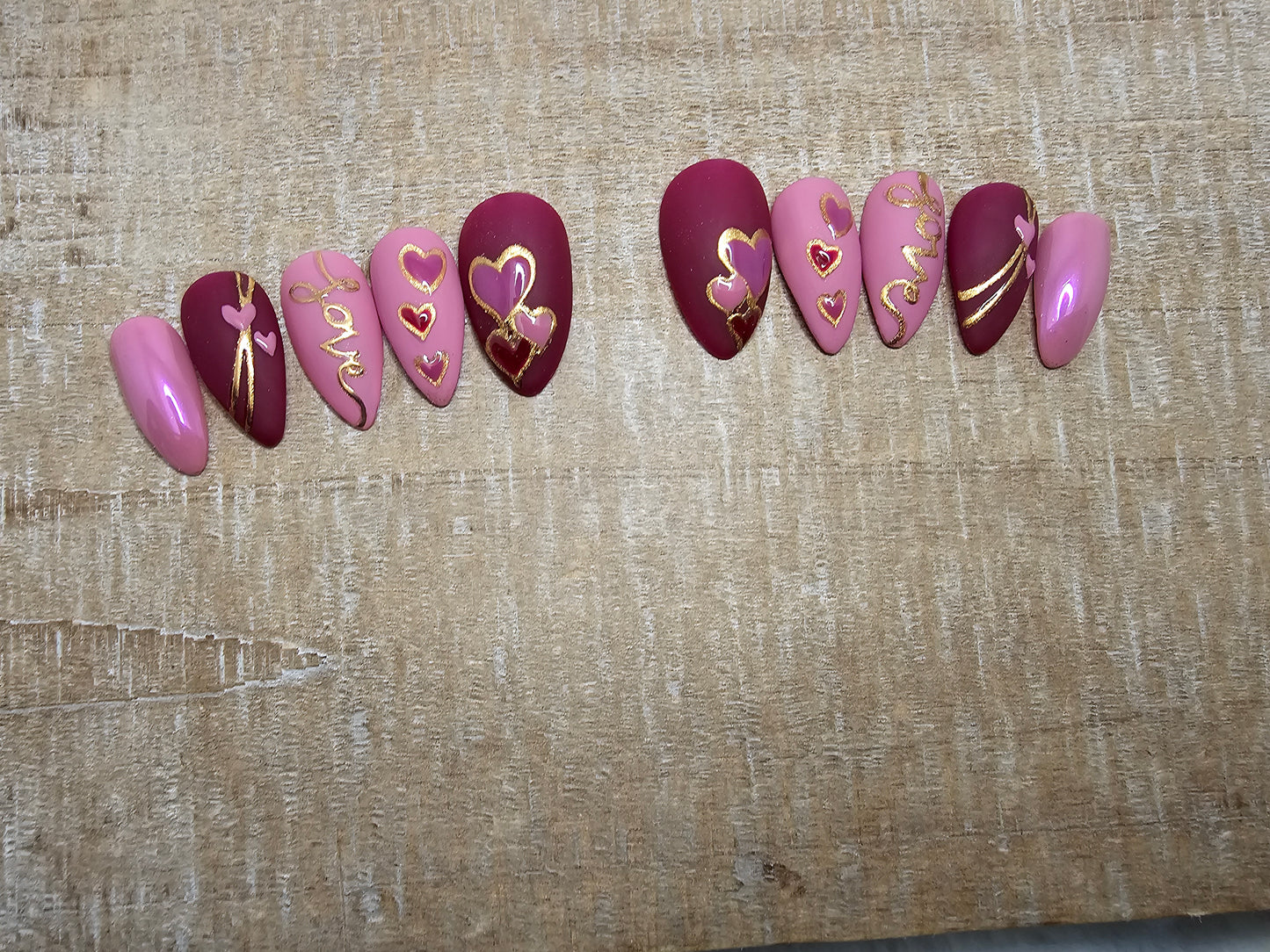 pink and burgundy hearts