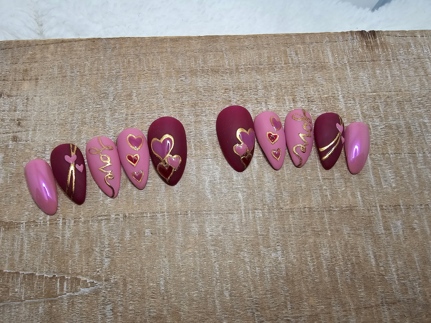 pink and burgundy hearts