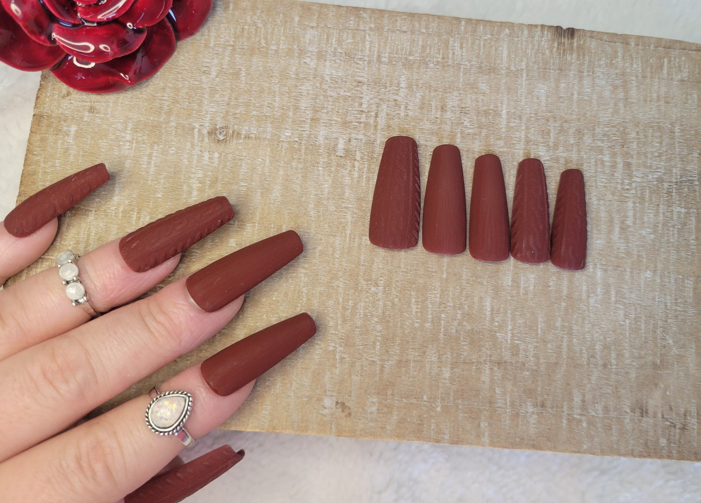 Burnt Red Sweater nails