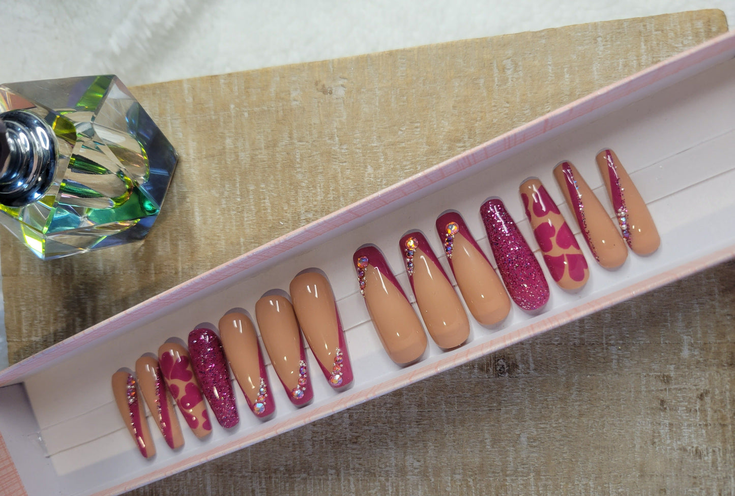 Pink & Nude Hearts with Gems