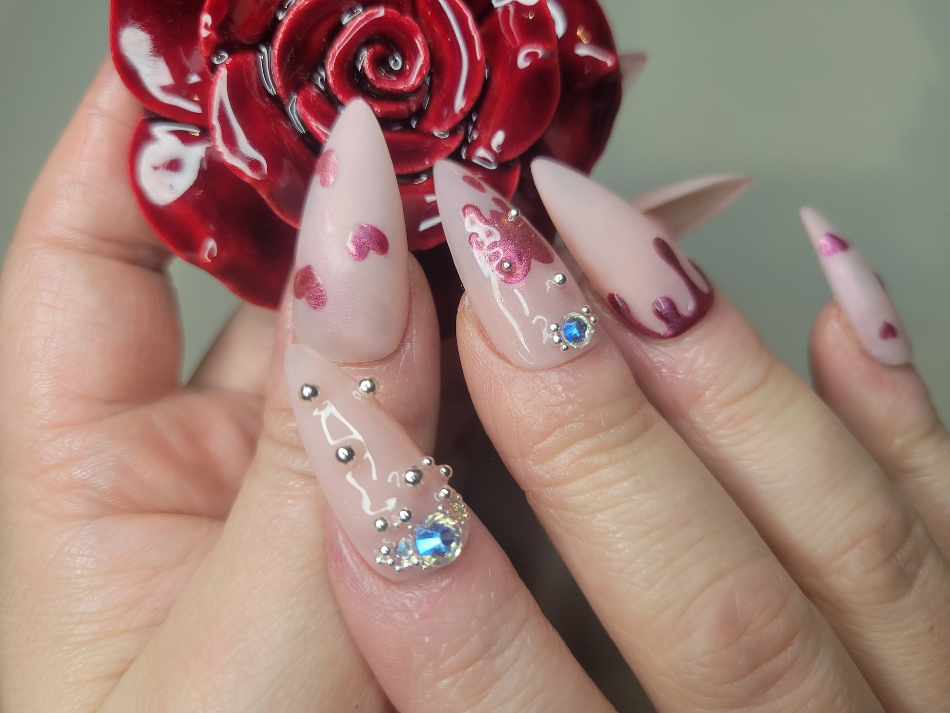 Bleeding Heart Gems – Royal Red Nails