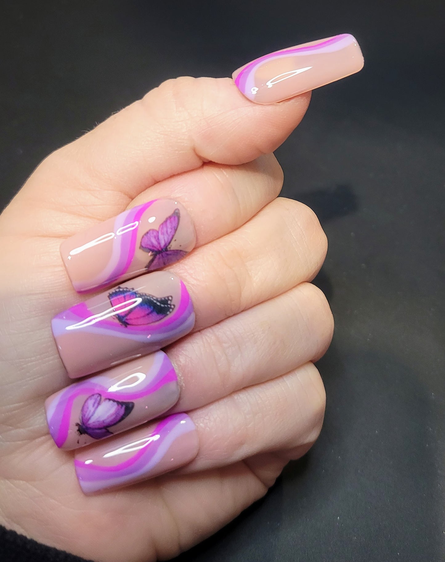 Purple butterfly swirls